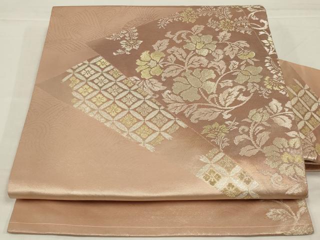 平和屋着物◎九寸名古屋帯　更紗花文　金銀糸　正絹　逸品　AABM3449ou