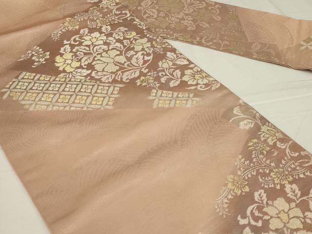 平和屋着物◎九寸名古屋帯　更紗花文　金銀糸　正絹　逸品　AABM3449ou