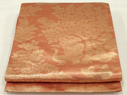 平和屋着物◎六通柄袋帯　花鳥文　金糸　正絹　逸品　AABM3451ou