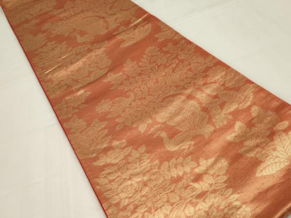 平和屋着物◎六通柄袋帯　花鳥文　金糸　正絹　逸品　AABM3451ou