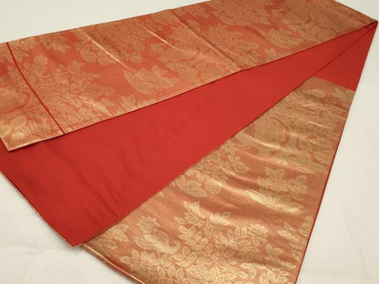 平和屋着物◎六通柄袋帯　花鳥文　金糸　正絹　逸品　AABM3451ou