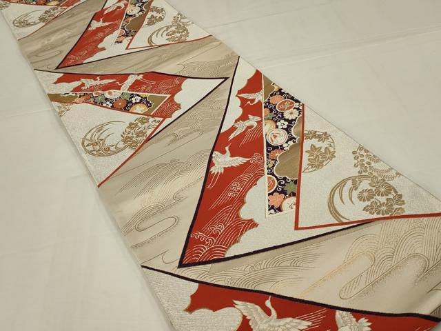 平和屋着物◎西陣　いづくら織物謹製　六通柄袋帯　唐織　色紙清華　金銀糸　正絹　逸品　未使用　AABM3454ou