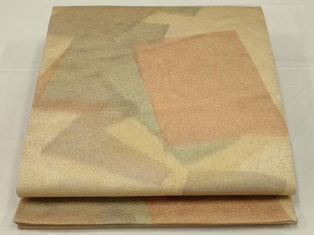平和屋着物◎砂子綴れ　全通柄袋帯　色紙重ね文　金糸　正絹　逸品　AABM3457ou