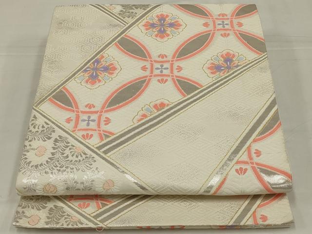 平和屋着物◎六通柄袋帯　唐織　花丸文　金銀糸　正絹　逸品　AABM3462ou