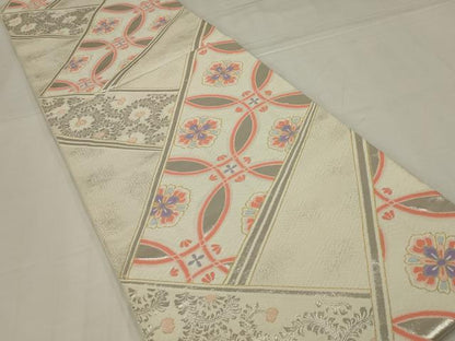 平和屋着物◎六通柄袋帯　唐織　花丸文　金銀糸　正絹　逸品　AABM3462ou