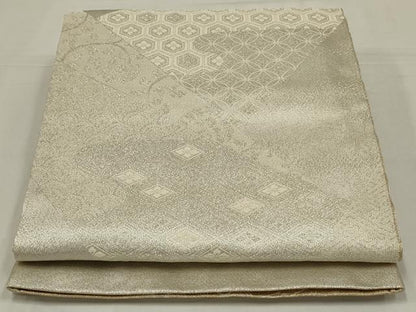 平和屋着物◎佐賀つづれ織　両面　六通柄袋帯　吉祥花文　銀糸　正絹　逸品　未使用　AABM3466ou