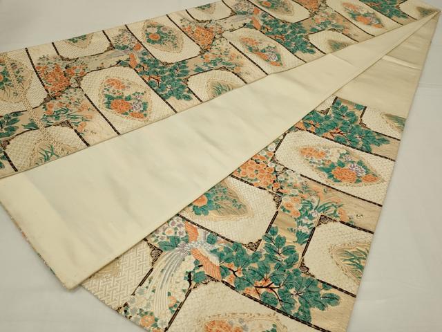 平和屋着物◎六通柄袋帯　唐織　鳳凰花文　金糸　正絹　逸品　AABM3468ou