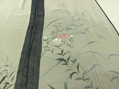 平和屋着物▽訪問着　無双　紗袷　紗×紗　手描き　草花文　金銀彩　正絹　逸品　AABM3512jh