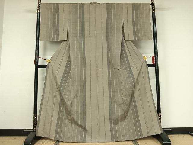 平和屋着物▽上質な紬　単衣　間道　正絹　逸品　AABM3586jh