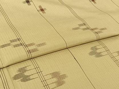 平和屋着物▽上質な紬　単衣　琉球絣文　正絹　逸品　AABM3587jh