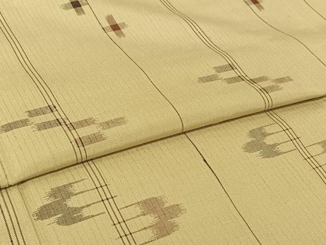 平和屋着物▽上質な紬　単衣　琉球絣文　正絹　逸品　AABM3587jh