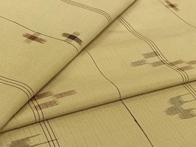 平和屋着物▽上質な紬　単衣　琉球絣文　正絹　逸品　AABM3587jh