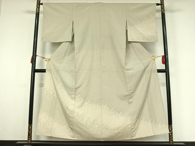 平和屋着物▽訪問着　本塩沢　単衣　草花文　正絹　逸品　AABM3588jh