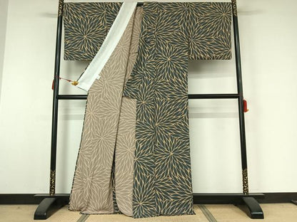 平和屋着物▽小紋　単衣　花尽くし　さんび謹製　洗える着物　AABM3589jh