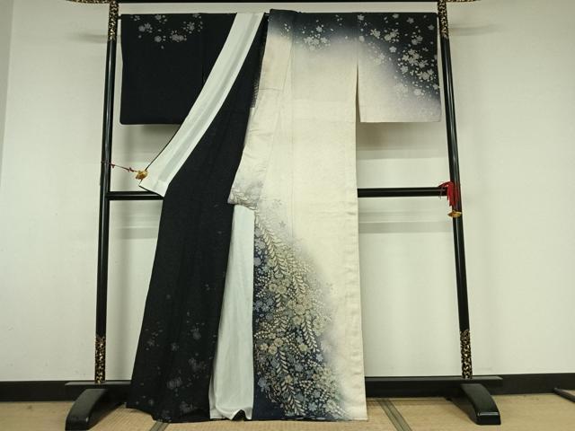 平和屋着物▽吉乃一廉　幻の辻が花　訪問着　単衣　暈し染め　金彩　銀通し地　正絹　逸品　AABM3592jh