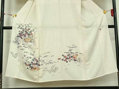 平和屋着物▽本加賀友禅作家　南克治　訪問着　単衣　風景松竹梅文　正絹　逸品　AABM3595jh