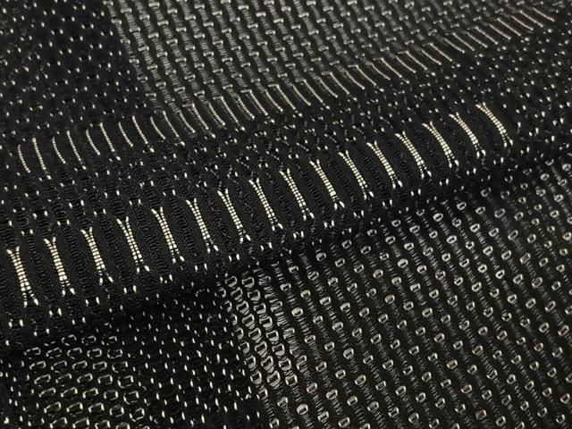 平和屋着物▽道行コート　スリーシーズン　春夏秋　塵除け　幾何学文様　黒地　正絹　逸品　AABM3596jh