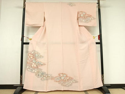 平和屋着物▽訪問着　単衣　絞り　辻が花　暈し染め　正絹　逸品　AABM3597jh