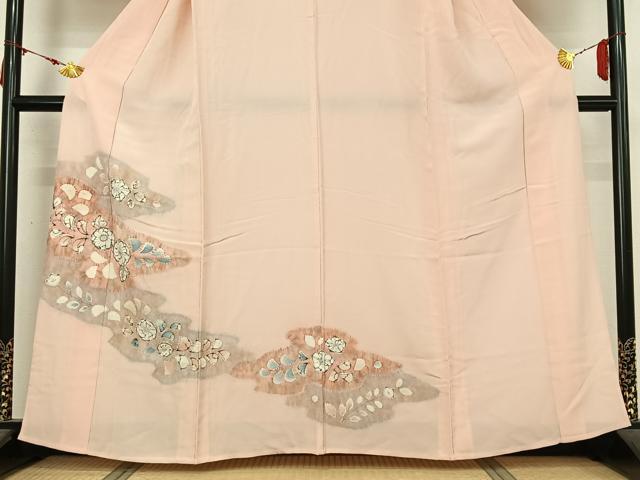平和屋着物▽訪問着　単衣　絞り　辻が花　暈し染め　正絹　逸品　AABM3597jh