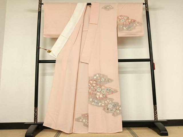 平和屋着物▽訪問着　単衣　絞り　辻が花　暈し染め　正絹　逸品　AABM3597jh