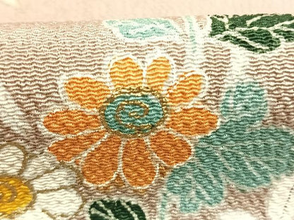 平和屋着物●訪問着　松竹　草花文　暈し染め　金彩　鬼しぼ縮緬　正絹　逸品　AABM3681fy