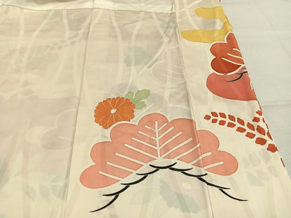 平和屋着物●豪華振袖　駒刺繍　草花松文　金銀彩　正絹　逸品　AABM3683fy