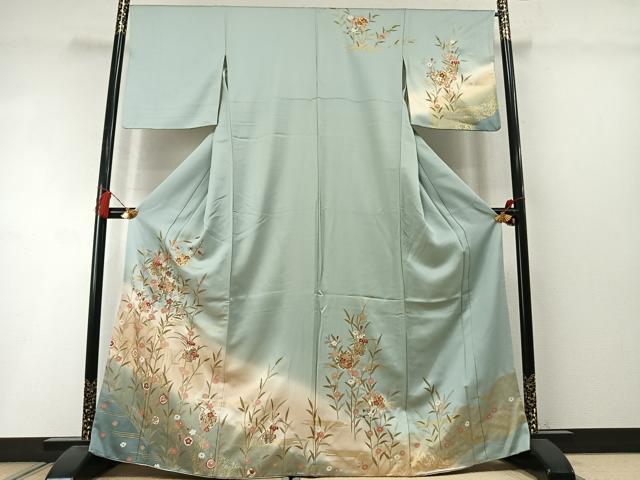 平和屋着物●訪問着　雪輪花文　暈し染め　金彩　正絹　逸品　AABM3690fy