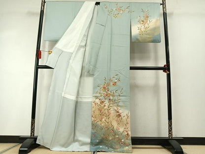 平和屋着物●訪問着　雪輪花文　暈し染め　金彩　正絹　逸品　AABM3690fy