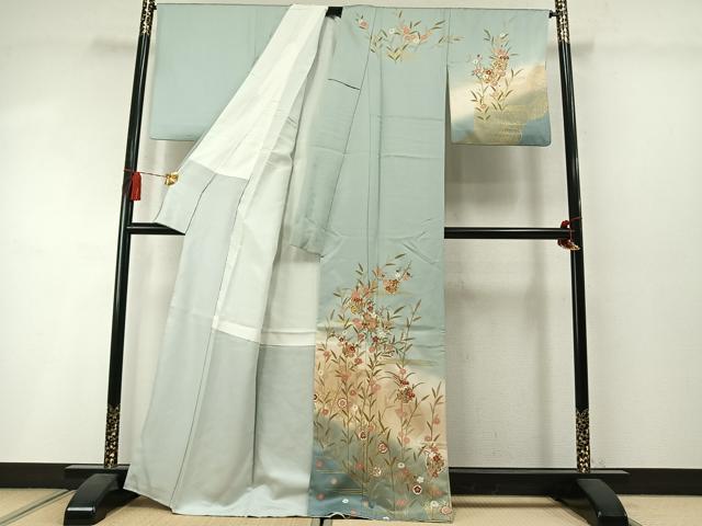 平和屋着物●訪問着　雪輪花文　暈し染め　金彩　正絹　逸品　AABM3690fy