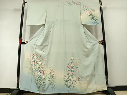 平和屋着物●訪問着　友禅　作家物　草花文　暈し染め　正絹　逸品　AABM3691fy