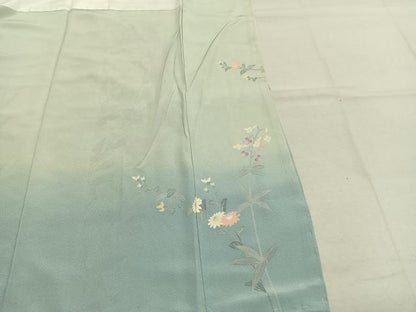 平和屋着物●訪問着　友禅　作家物　草花文　暈し染め　正絹　逸品　AABM3691fy
