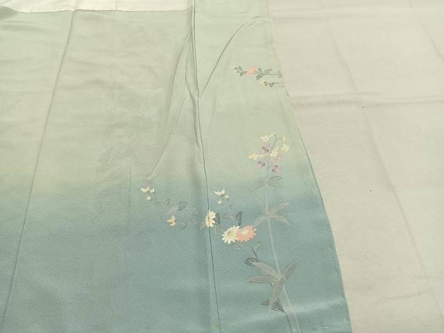 平和屋着物●訪問着　友禅　作家物　草花文　暈し染め　正絹　逸品　AABM3691fy