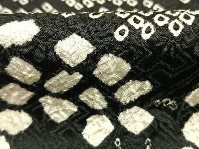 平和屋着物●訪問着　総絞り　草花文　黒地　正絹　逸品　AABM3696fy