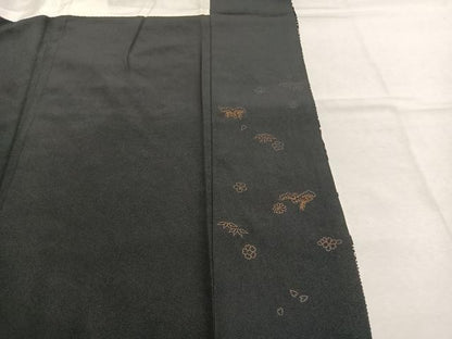 平和屋着物●訪問着　総絞り　草花文　黒地　正絹　逸品　AABM3696fy
