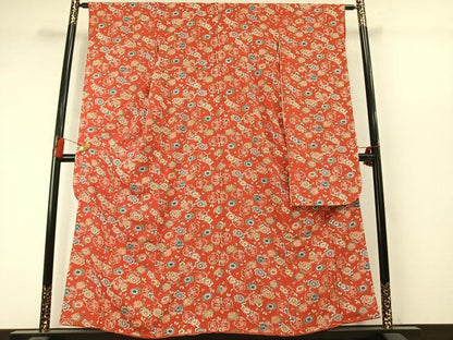 平和屋着物●豪華振袖　型染め　花蝶文　正絹　逸品　AABM3700fy
