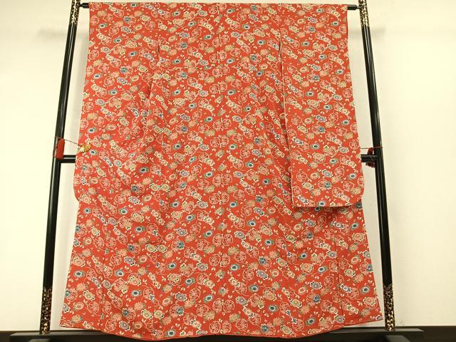 平和屋着物●豪華振袖　型染め　花蝶文　正絹　逸品　AABM3700fy