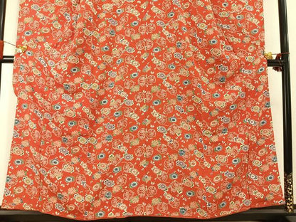 平和屋着物●豪華振袖　型染め　花蝶文　正絹　逸品　AABM3700fy