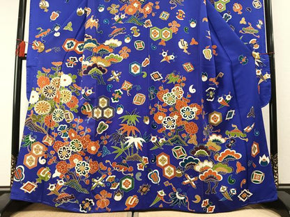 平和屋着物●豪華振袖　駒刺繍　松竹梅　正絹　逸品　AABM3707fy