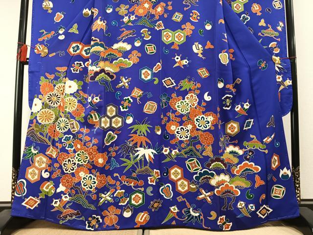 平和屋着物●豪華振袖　駒刺繍　松竹梅　正絹　逸品　AABM3707fy