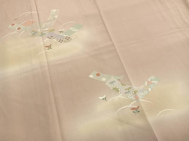 平和屋着物●訪問着　友禅　宝尽くし熨斗花文　暈し染め　正絹　逸品　AABM3711fy
