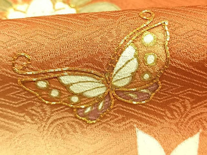 平和屋着物●訪問着　駒刺繍　花蝶文　暈し染め　金彩　正絹　逸品　未使用　AABM3714fy