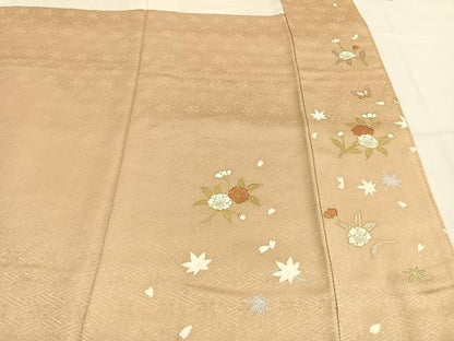 平和屋着物●訪問着　駒刺繍　花蝶文　暈し染め　金彩　正絹　逸品　未使用　AABM3714fy