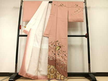 平和屋着物●螺鈿作家　甲斐泰造　訪問着　螺鈿　雪輪花文　暈し染め　金銀彩　正絹　逸品　AABM3715fy