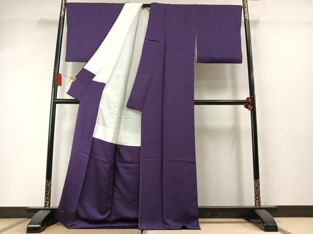 平和屋着物●上質な色無地　龍道華彩　八十八家運　釈杖　深紫色　正絹　逸品　AABM3718fy