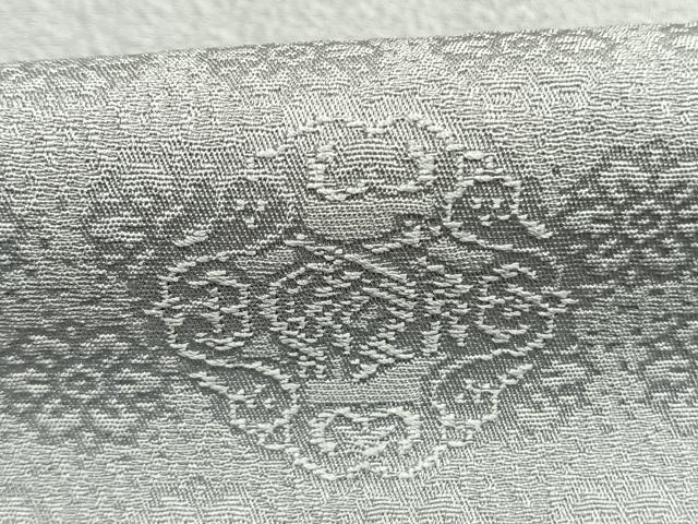 平和屋着物●上質な色無地　吉祥花地紋　白鼠色　正絹　逸品　未使用　AABM3721fy