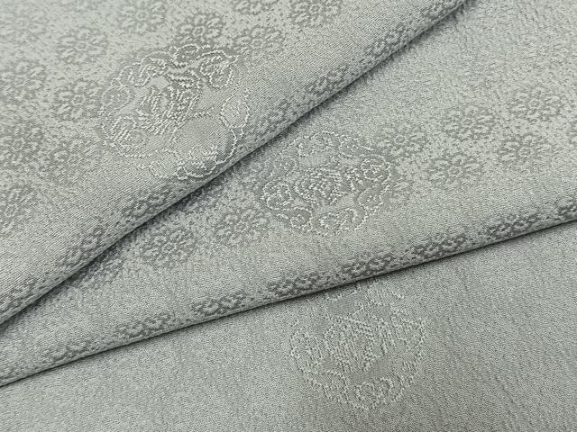 平和屋着物●上質な色無地　吉祥花地紋　白鼠色　正絹　逸品　未使用　AABM3721fy