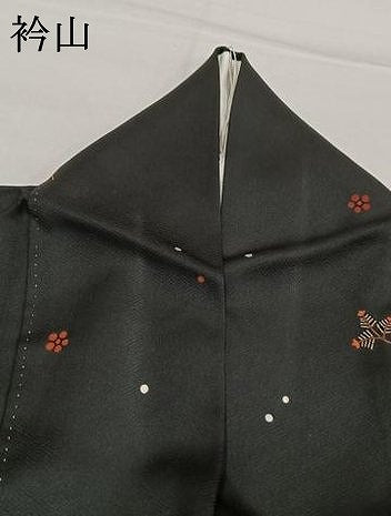 平和屋着物●訪問着　草花文　黒地　正絹　逸品　AABM3722fy