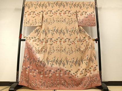 平和屋着物●訪問着　草花文　暈し染め　金彩　やまと誂製　正絹　逸品　AABM3723fy