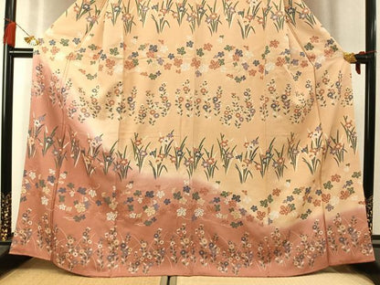 平和屋着物●訪問着　草花文　暈し染め　金彩　やまと誂製　正絹　逸品　AABM3723fy