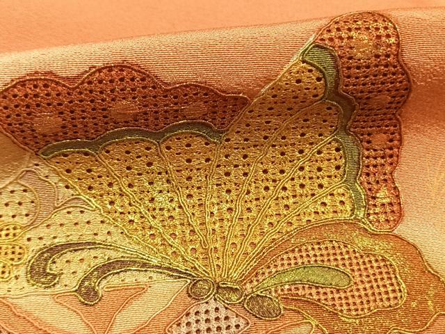 平和屋着物●中国三大刺繍　スワトウ刺繍　汕頭刺繍　総刺繍　訪問着　花蝶文　暈し染め　金糸　金彩　正絹　逸品　AABM3724fy